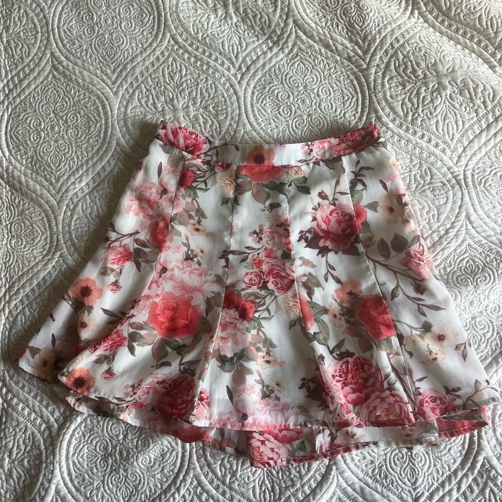 Show Me Your MuMu Floral White and Pink Mini Skirt